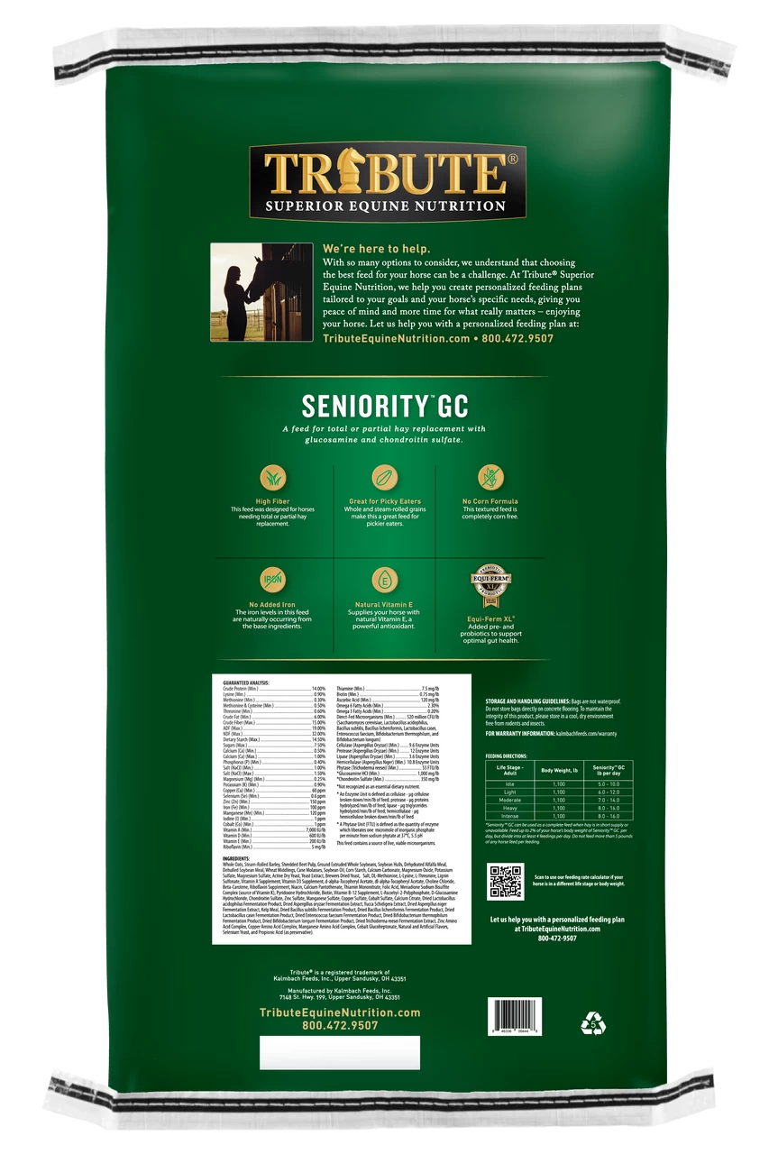 Kalmbach Feeds Tribute Seniority GC Plus Textured Horse Feed, 50lbs 4 Kalmbach Feeds Tribute Seniority GC Plus Textured Horse Feed, 50lbs - Image 2