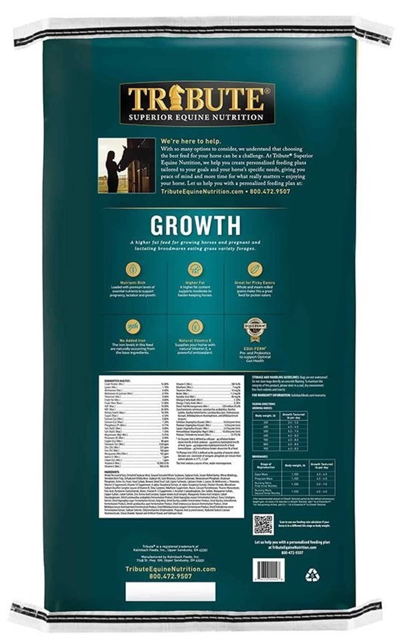 Kalmbach Feeds Tribute Growth Textured Horse Feed, 50lbs 4 Kalmbach Feeds Tribute Growth Textured Horse Feed, 50lbs - Image 2