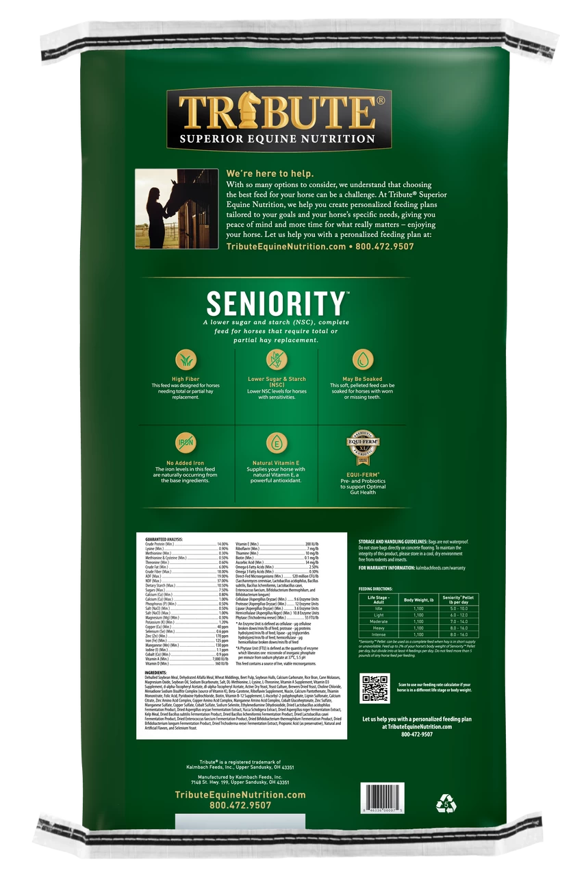 Kalmbach Feeds Tribute Seniority Textured Horse Feed, 50lbs 4 Kalmbach Feeds Tribute Seniority Textured Horse Feed, 50lbs - Image 2