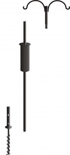 Garden Pole Set-2 Hangers, Baffle And Ground Auger