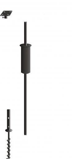 Garden Pole Set W/ Mounting Flange, Baffle And Ground Screw