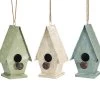 Distressed Cottage Birdhouses Set/3 -Pet Supplies Store Cottage Birdhouse in 3 colors