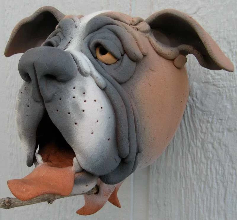 Boxer Ceramic Birdhouse