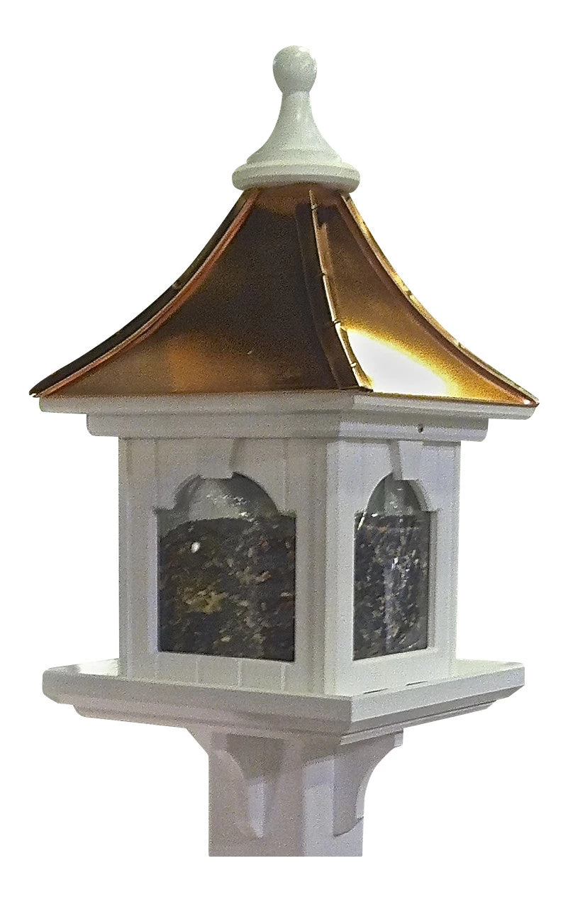 Copper Roof Bird Feeder Large Capacity With Post Mount 3 Copper Roof Bird Feeder Large Capacity With Post Mount
