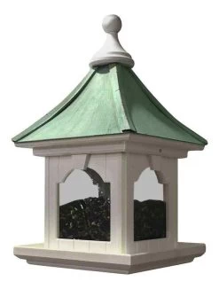 Copper Roof Bird Feeder With Large Capacity - Hanging