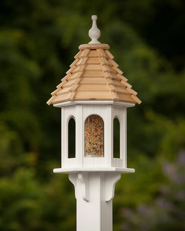 Gazebo Bird Feeder-Vinyl With Cypress Roof 10x28 3 Gazebo Bird Feeder-Vinyl With Cypress Roof 10x28