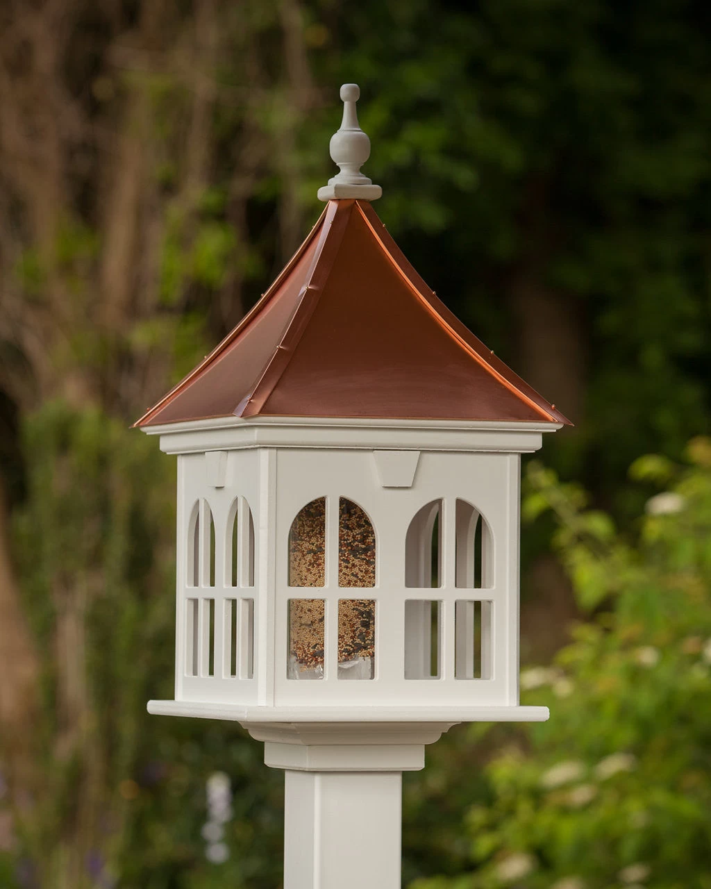 Copper Roof Vinyl/PVC Bird Feeder With Double Window- 29x14 3 Copper Roof Vinyl/PVC Bird Feeder With Double Window- 29x14