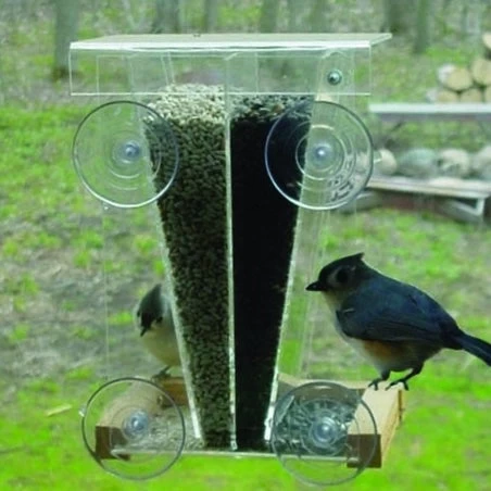 Window Bird Feeder-Double Seed Bins 3 Window Bird Feeder-Double Seed Bins