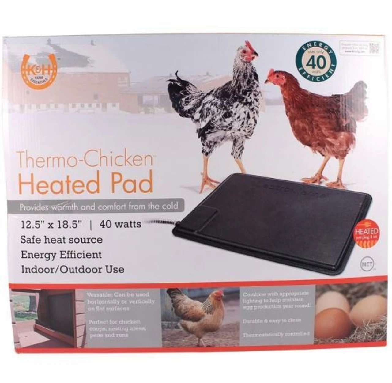 K & H Thermo-Chicken Heated Pad, 12.5x18.5", Black 3 K & H Thermo-Chicken Heated Pad, 12.5x18.5", Black