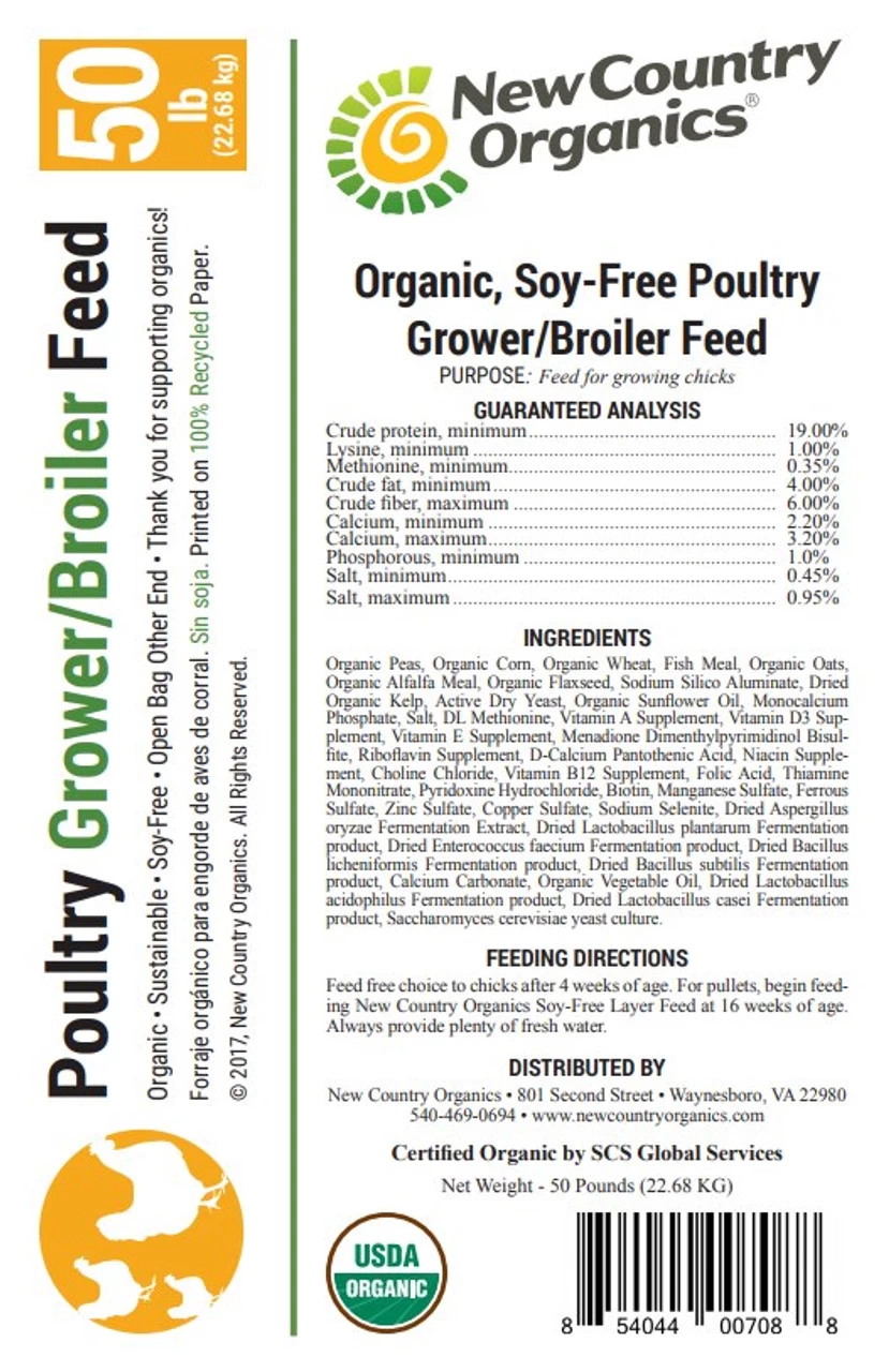 New Country Organics Grower/Broiler Feed, 40 Lb. Bag 5 New Country Organics Grower/Broiler Feed, 40 Lb. Bag - Image 3