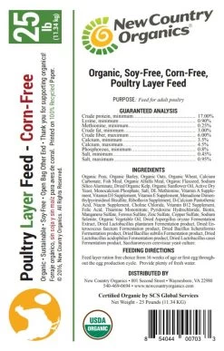 New Country Organics Corn-Free Layer Chicken Feed, 25 Lb. Bag 7 New Country Organics Corn-Free Layer Chicken Feed, 25 Lb. Bag -Pet Supplies Store apimi5pri 91710.1581525322