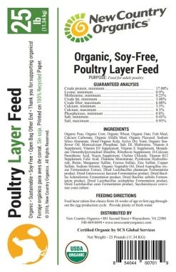 New Country Organics Soy-Free Layer Feed, 25lb Bag -Pet Supplies Store apiplfm2h 90688.1581525322