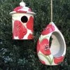 Ceramic Birdhouse And Feeder Gift Set 1 Ceramic Birdhouse And Feeder Gift Set -Pet Supplies Store ceramic birdhouse bird feeder gift set red