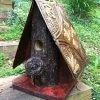 Log Front & Tin Barn Wood Birdhouse-Red -Pet Supplies Store log front rustic red birdhouse