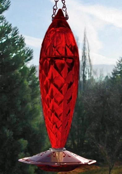 Cut Glass Ruby Hummingbird Feeder 3 Cut Glass Ruby Hummingbird Feeder