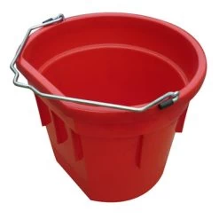 Master Rancher 20 Qt. Flat Back Poly Bucket, Assorted Colors -Pet Supplies Store redflatbackbucket