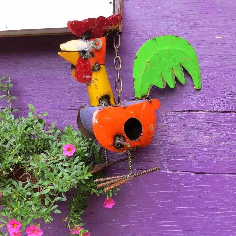 Metal Rooster Birdhouse 3 Metal Rooster Birdhouse