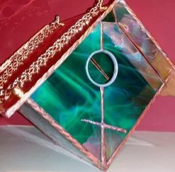 Copper-Stained Glass Birdhouse 15 Copper-Stained Glass Birdhouse -Pet Supplies Store teal stained glass birdhoue